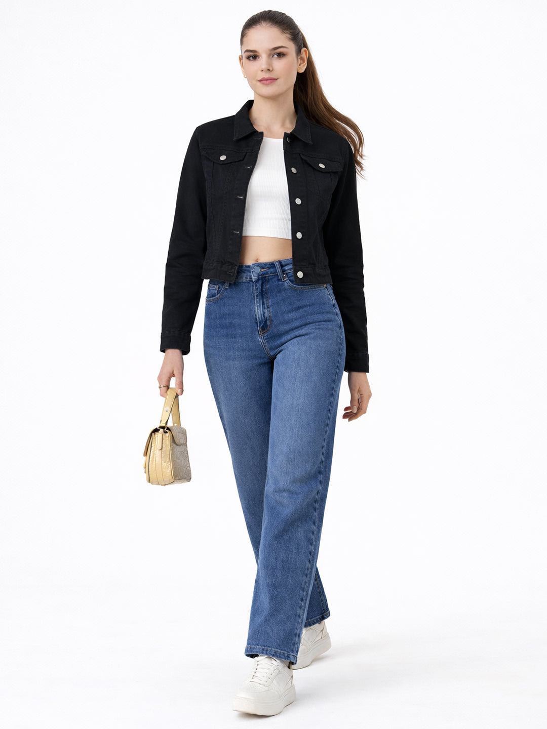 Women Dark Blue High-Rise Straight Fit Jeans