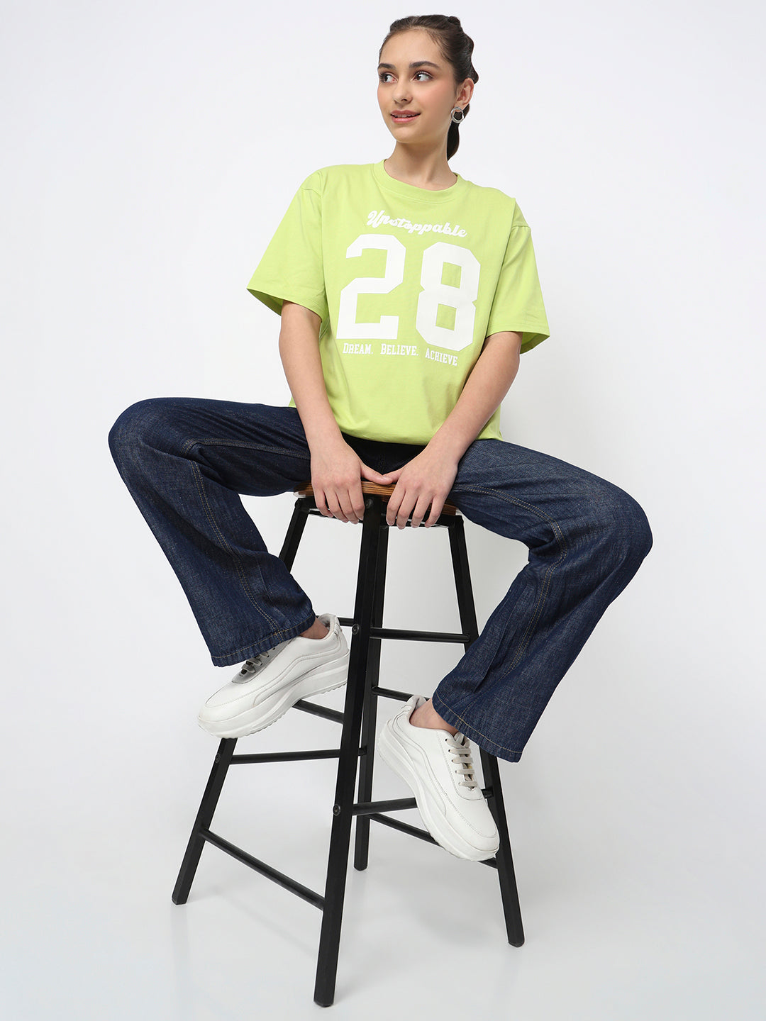 Women Lime Oversized T-Shirt
