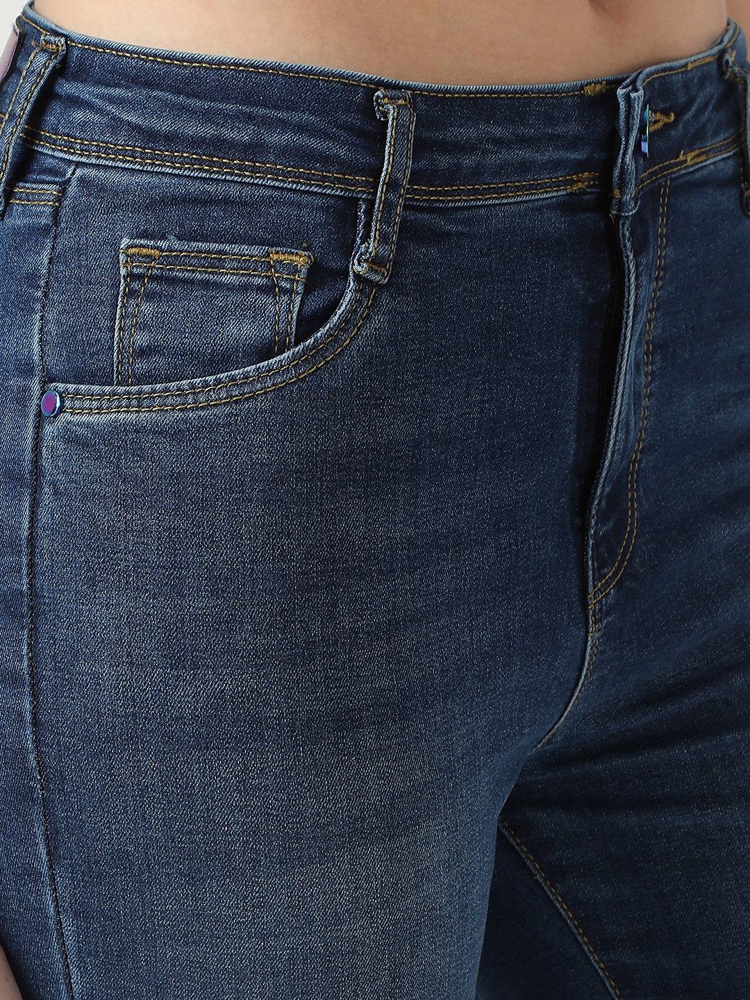 Women Dark Blue High-Rise Flare Jeans