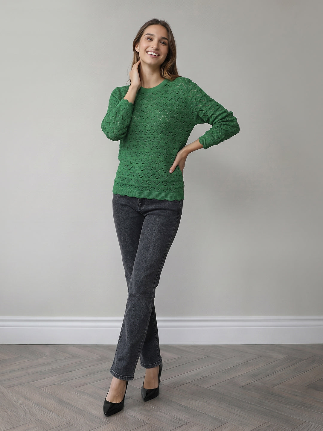 Women Matcha Green Ponitelle Top