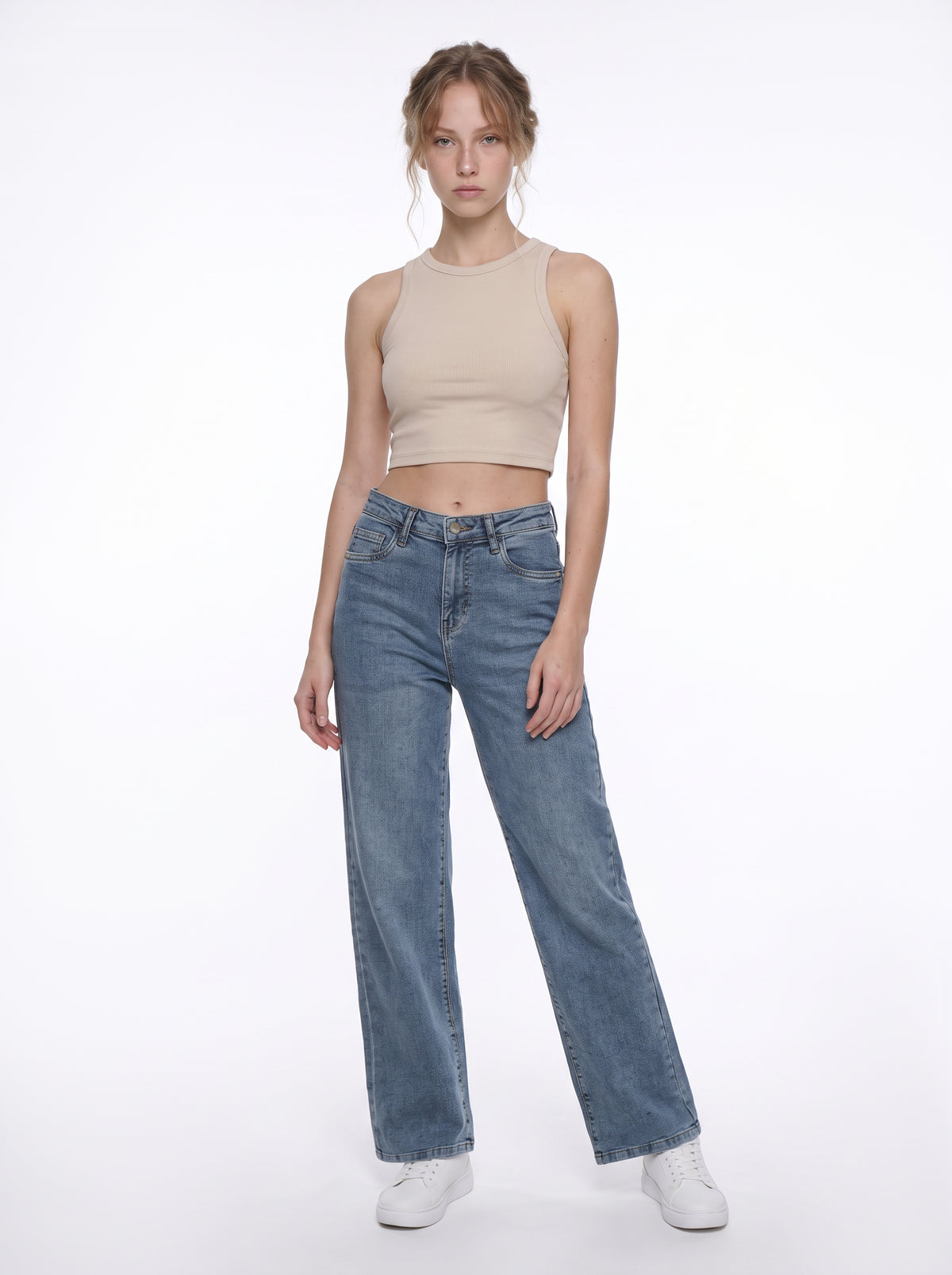 Light Blue High-Rise Straight Fit Jeans