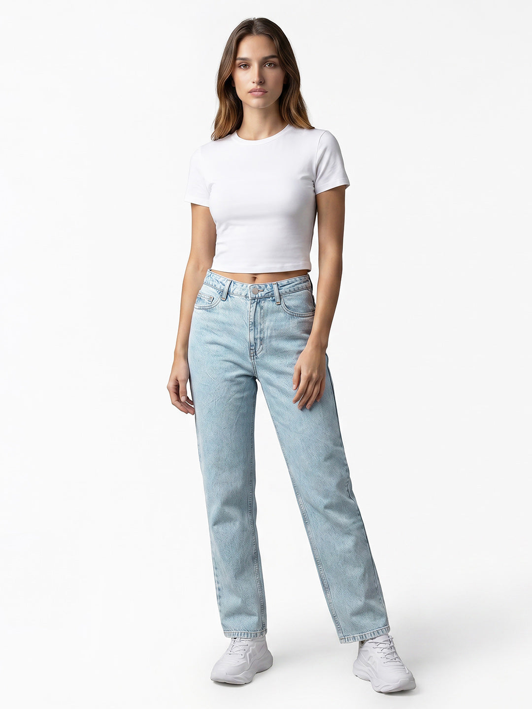 Women Blue High-Rise Straight Fit Jeans