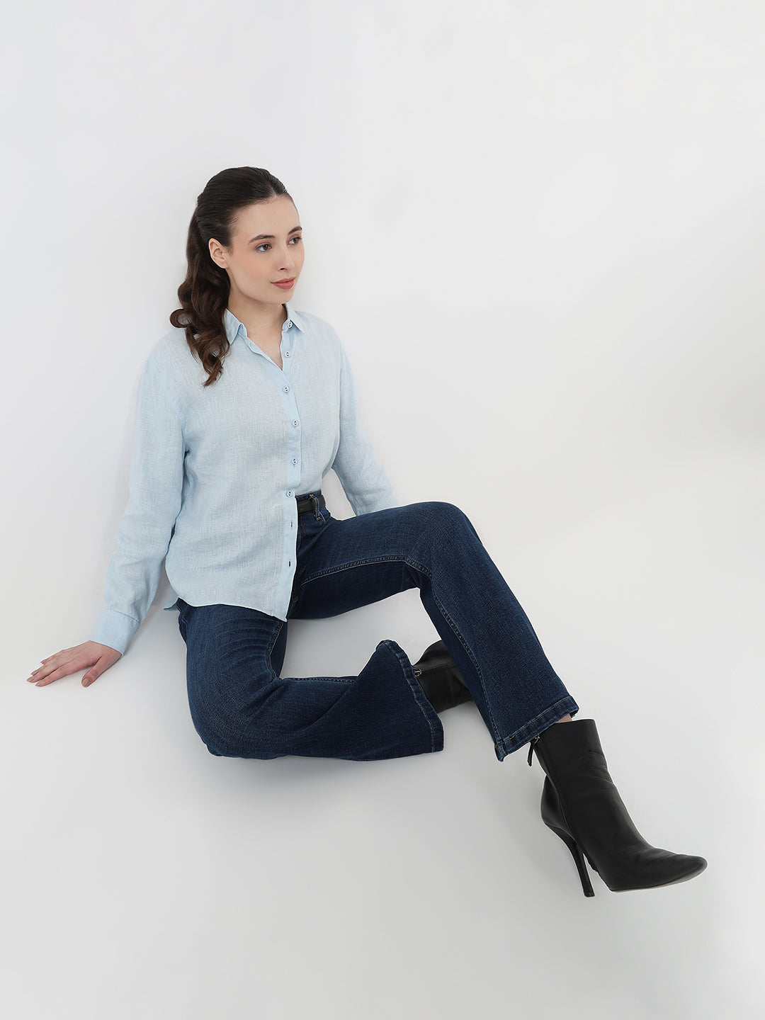 Women Sky Slim Fit Oversized Shirt