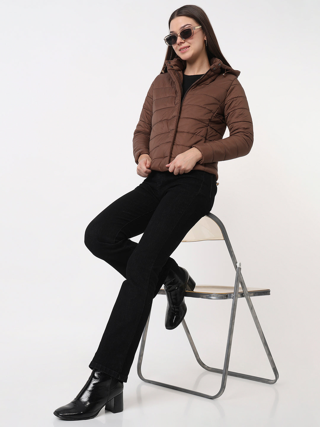 Women Sepia Slim Fit Winter Jacket