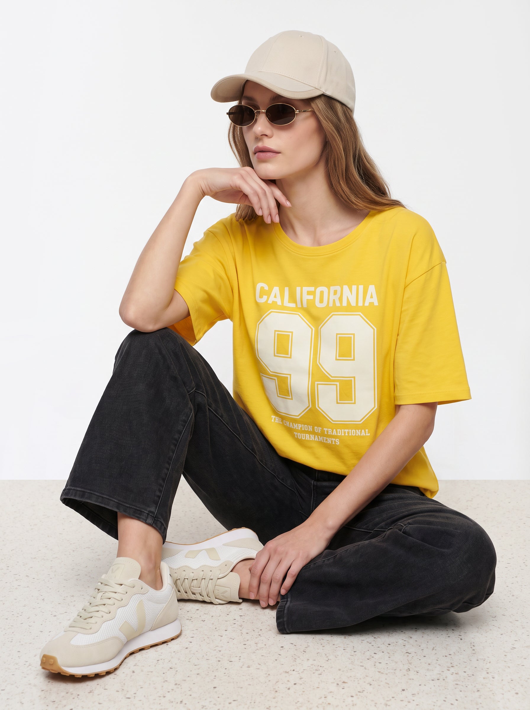 Women Golden Sunset Oversized T-Shirt