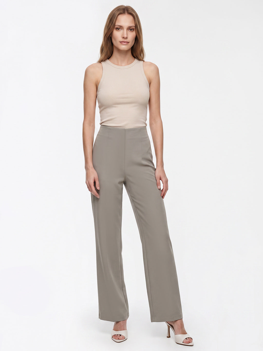 Women Light Fawn Wide Leg Treggings