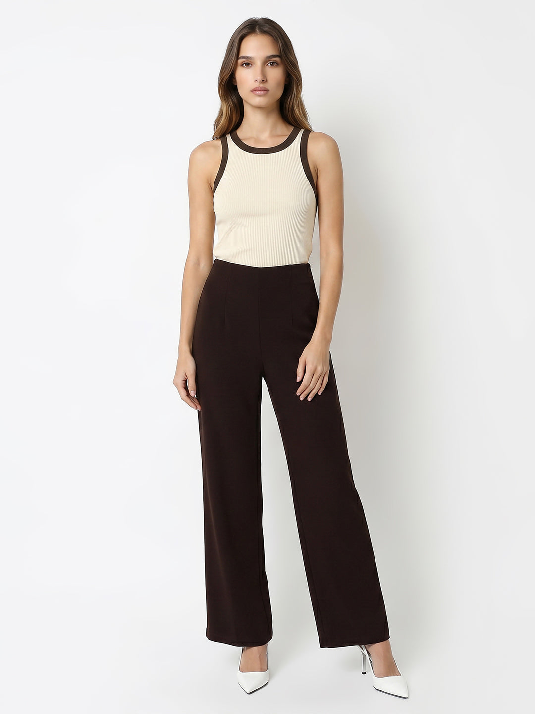 Women Dark Sepia High-Rise Wide Leg Jeans