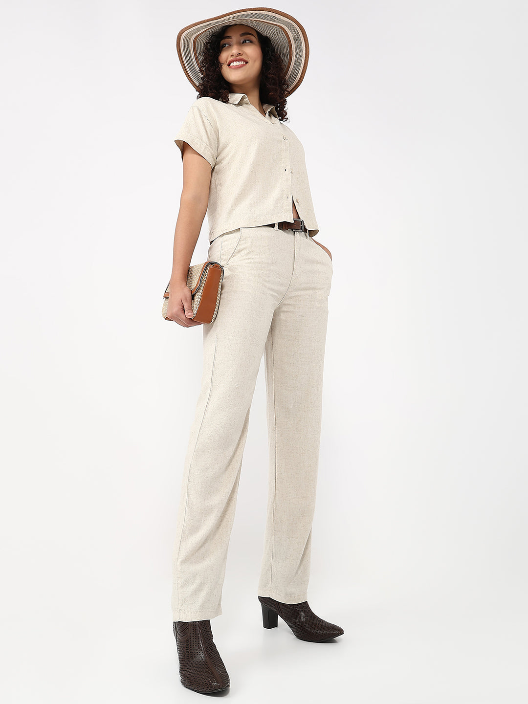 Women Light Natural Loose Straight Korean Pants