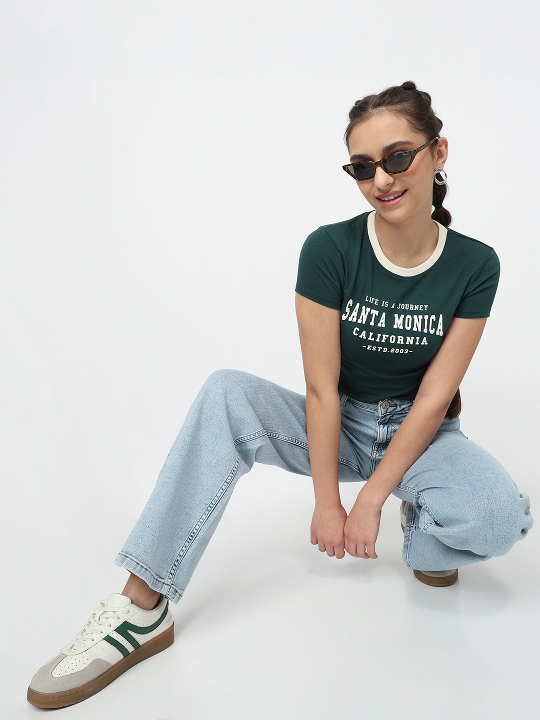 Women Bottle Green Genz Tees