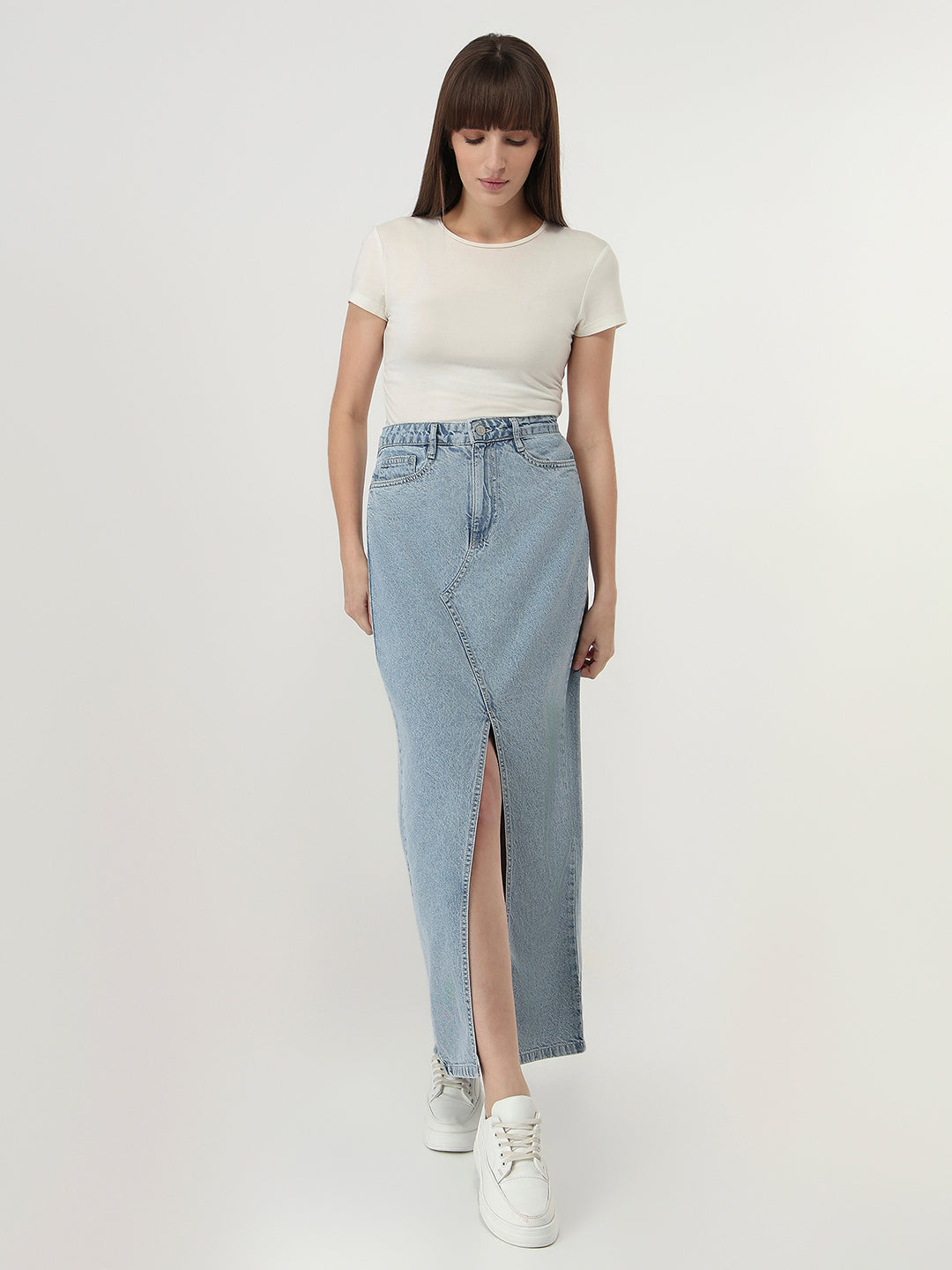 Women Light Blue Denim Skirt
