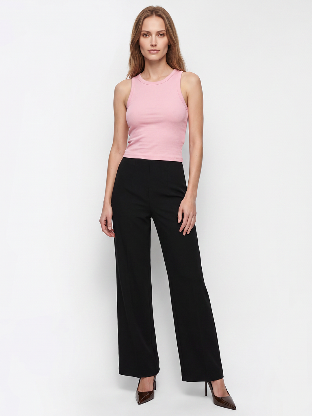 Women Black Wide Leg Treggings