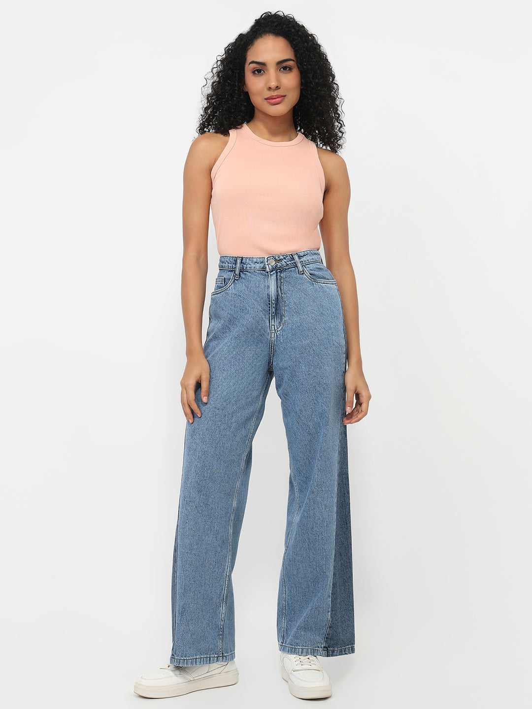 Women Blue High-Rise Wide Leg Jeans