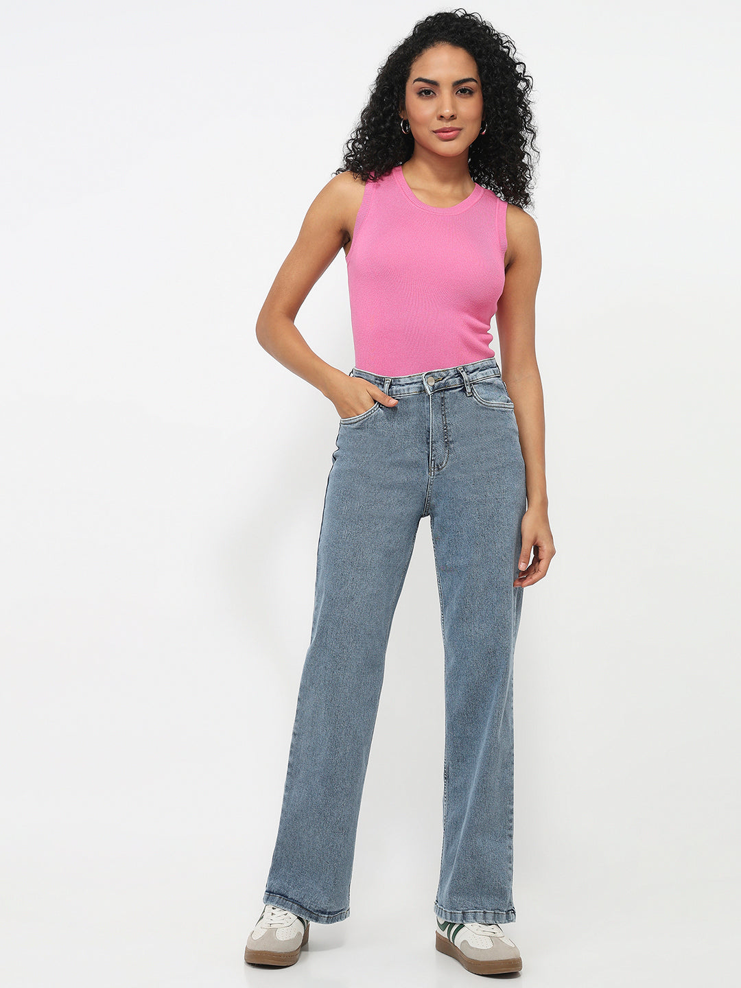 Women Blue High-Rise Straight Fit Jeans