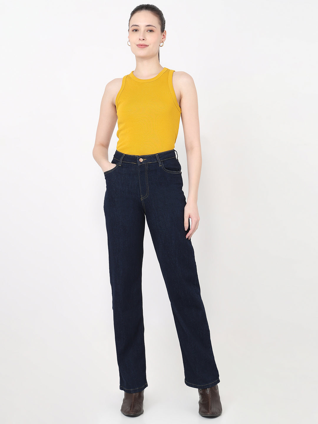 Dark Blue High-Rise Baggy Jeans