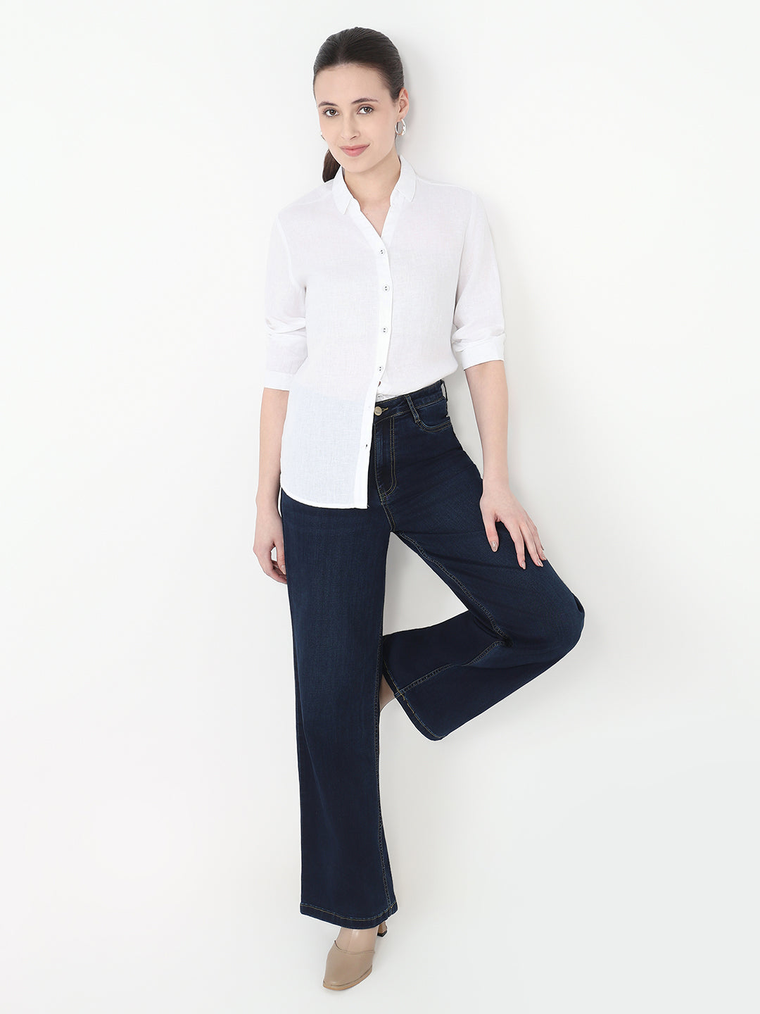 Women White Slim Fit Shirt