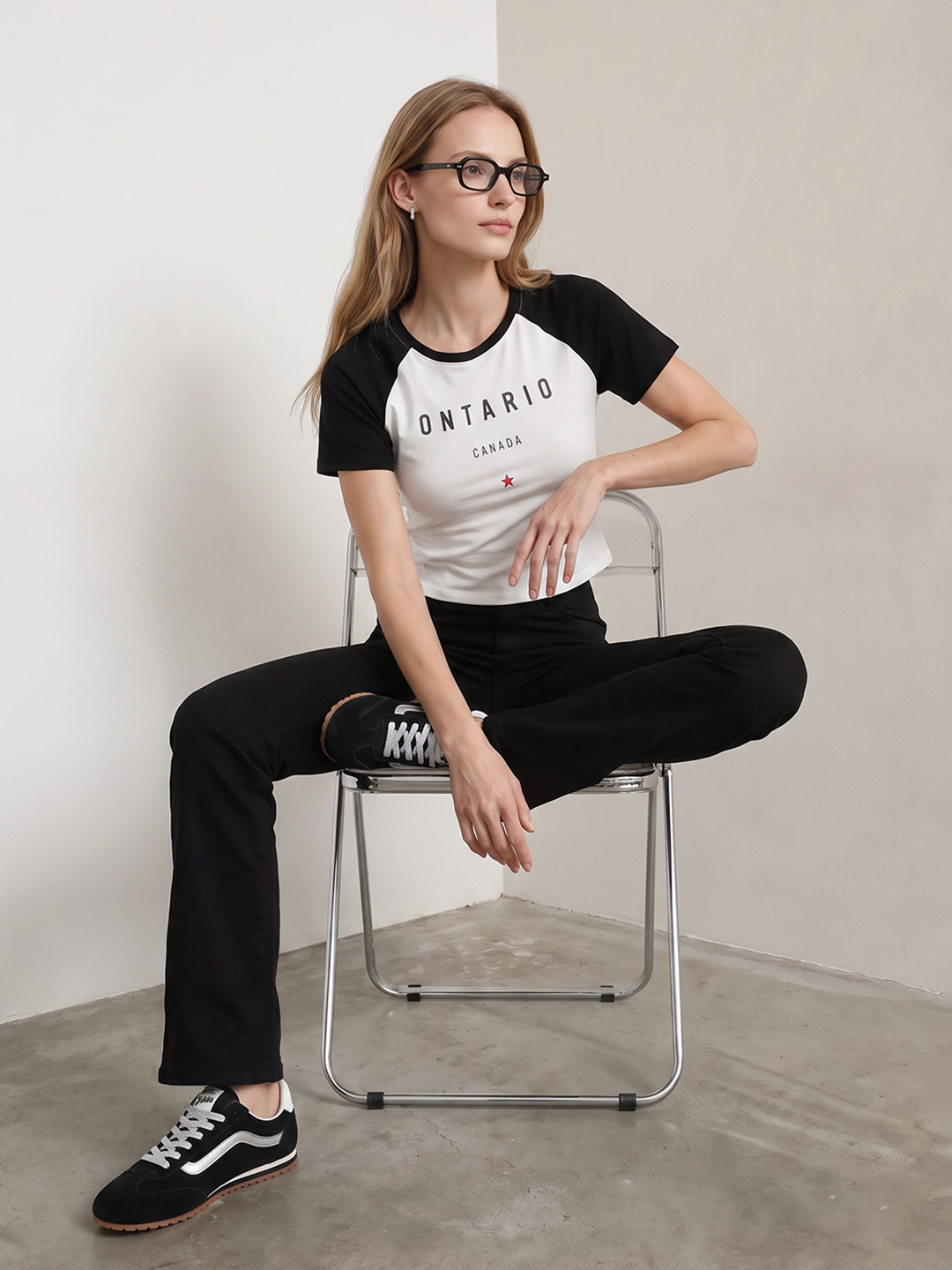 Women Off White/Black Neo Tees