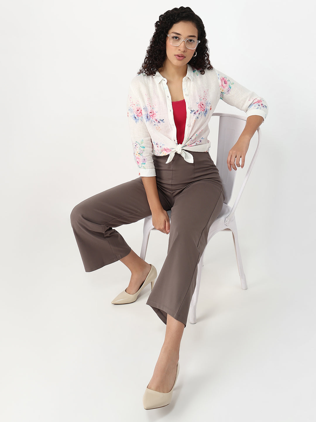 Women Floral Print Slim Shirt