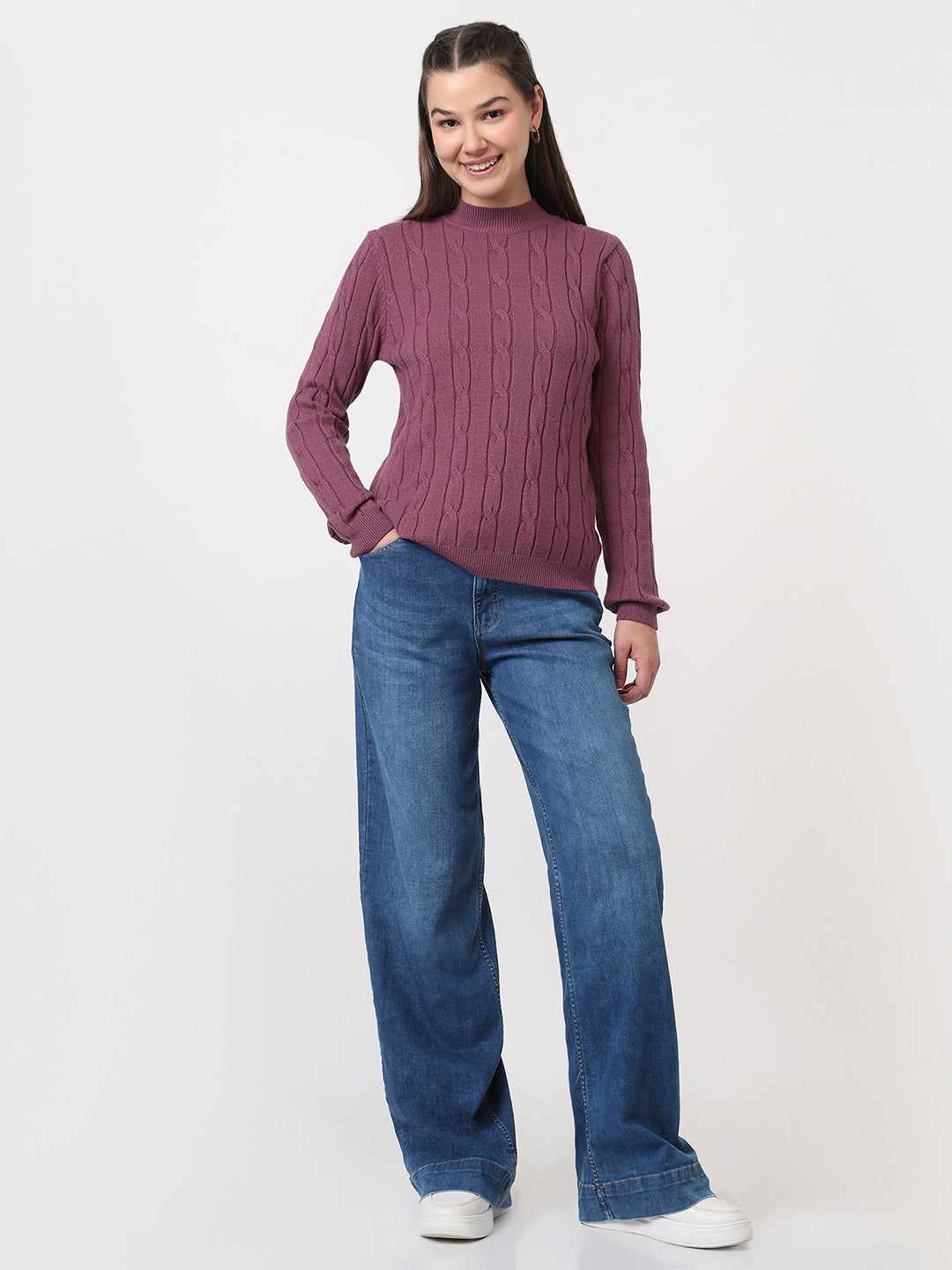 Women Blue High-Rise Wide Leg Jeans