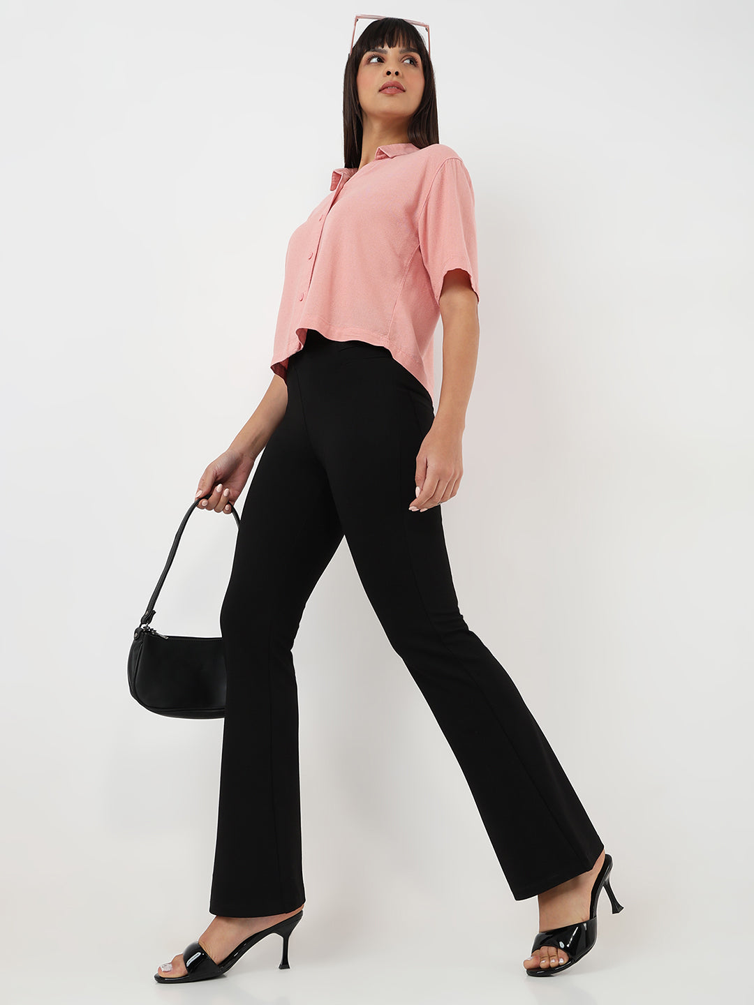 Women Solid Flare Treggings