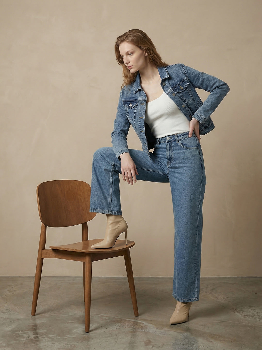 Women Light Blue Denim Slim Fit Jacket