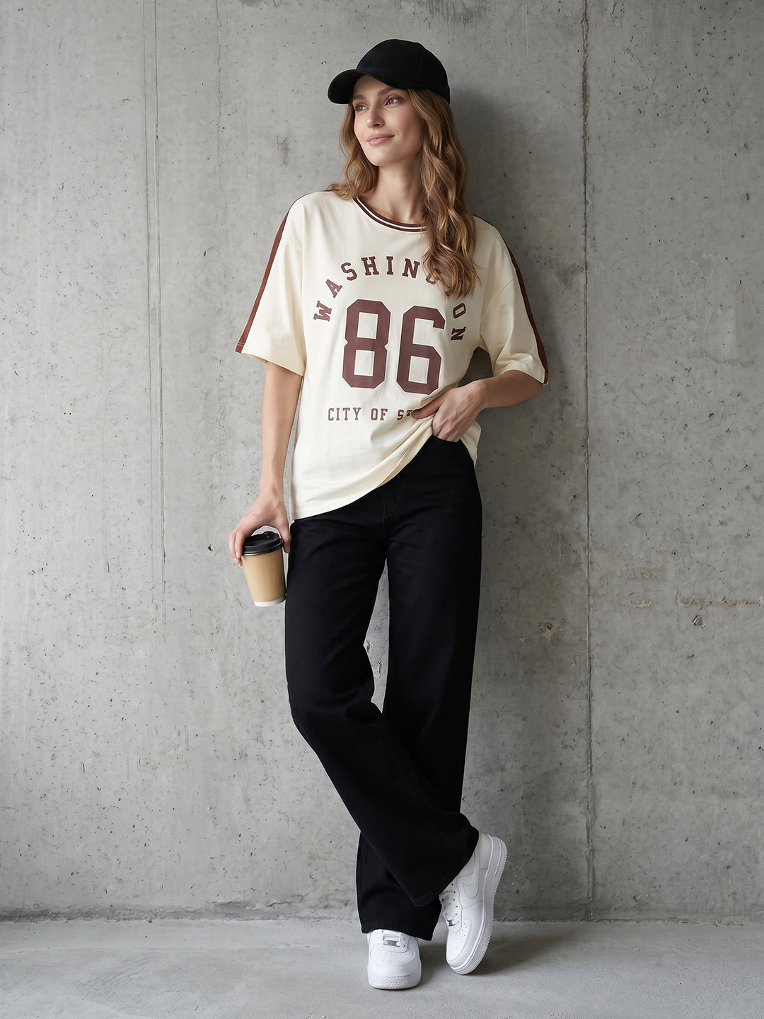 Women Ivory Oversized T-Shirt