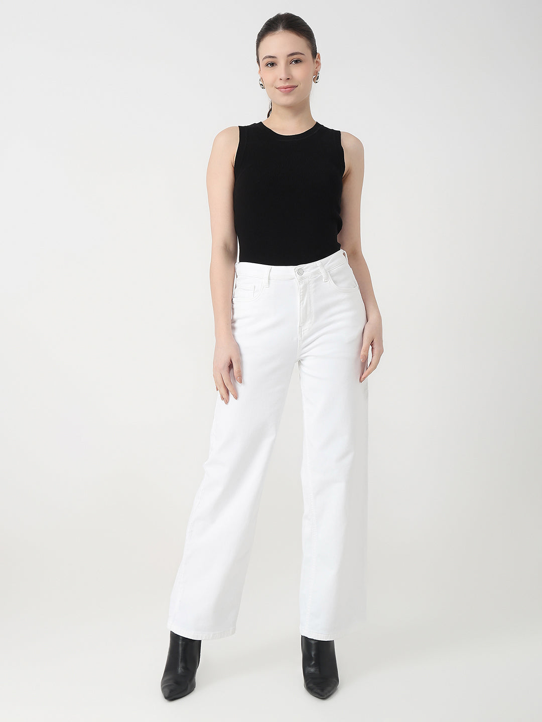 Women White High-Rise Straight Jeans