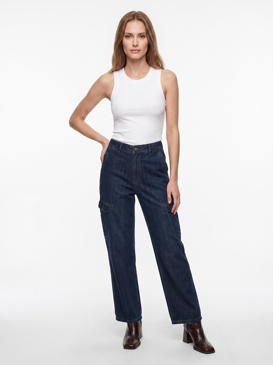 Women Blue Mid-Rise Cargo
