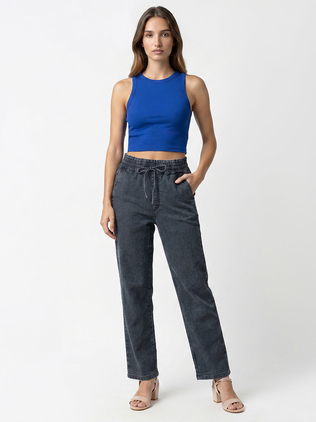 Women Dark Blue Mid-Rise Jogger