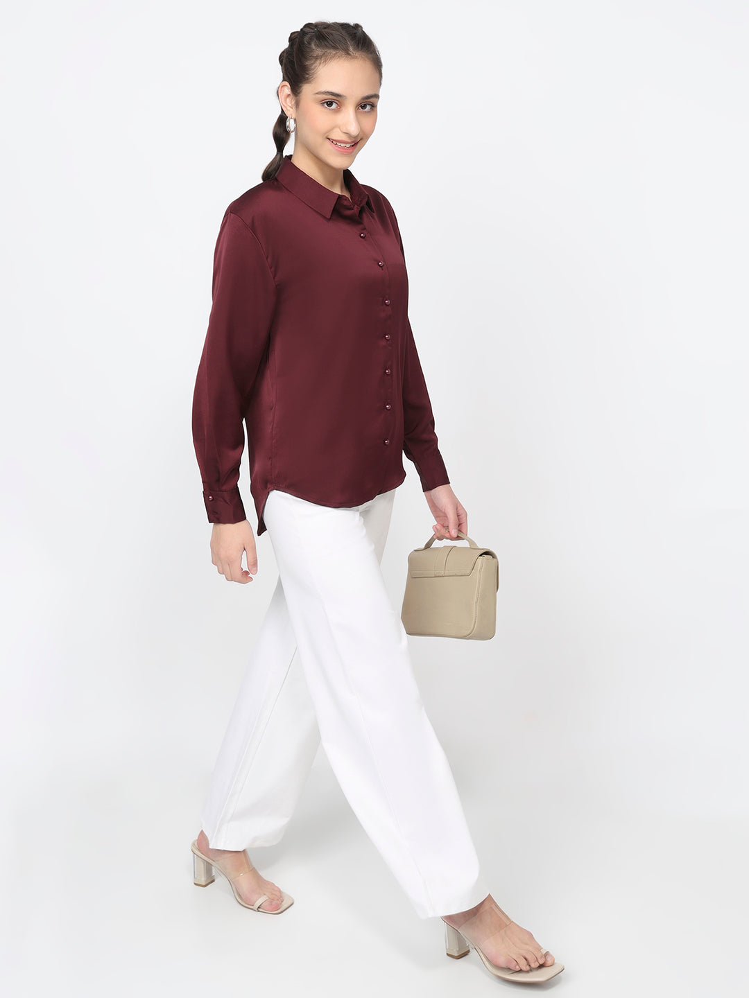 Women Wine Oversized Shirt