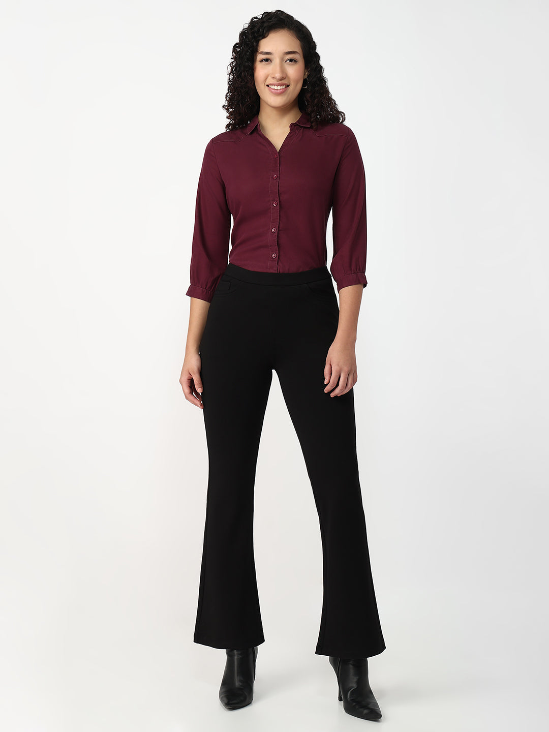 Women Black Flare Treggings