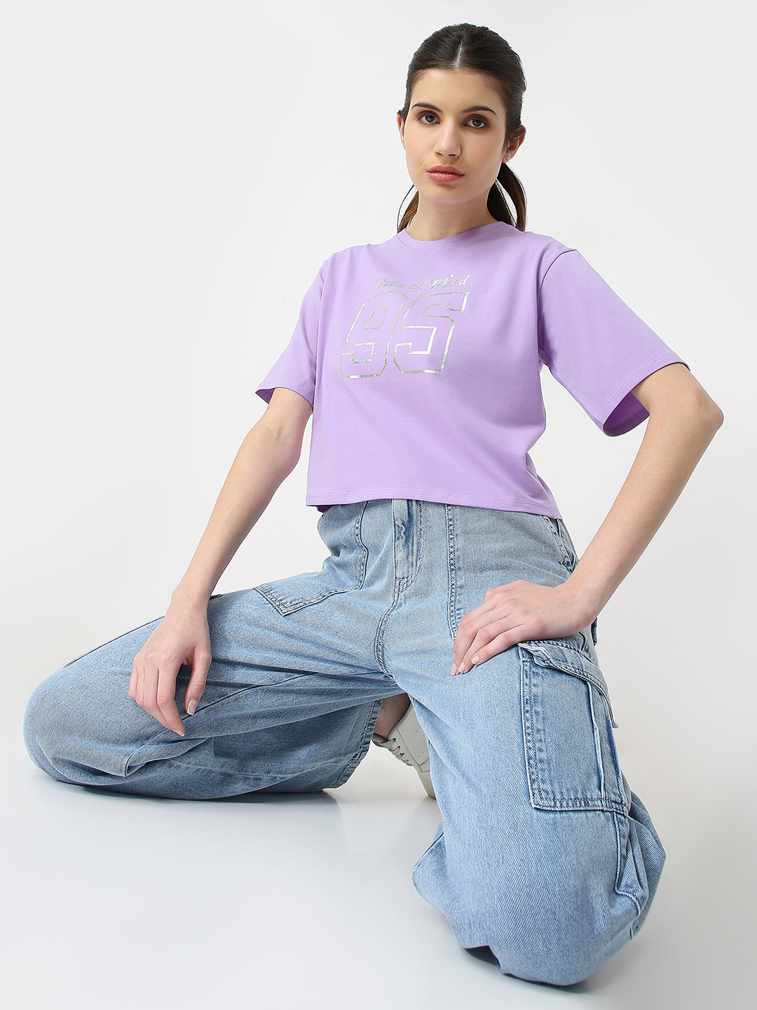 Women Graphic Crop Slim Fit Tees