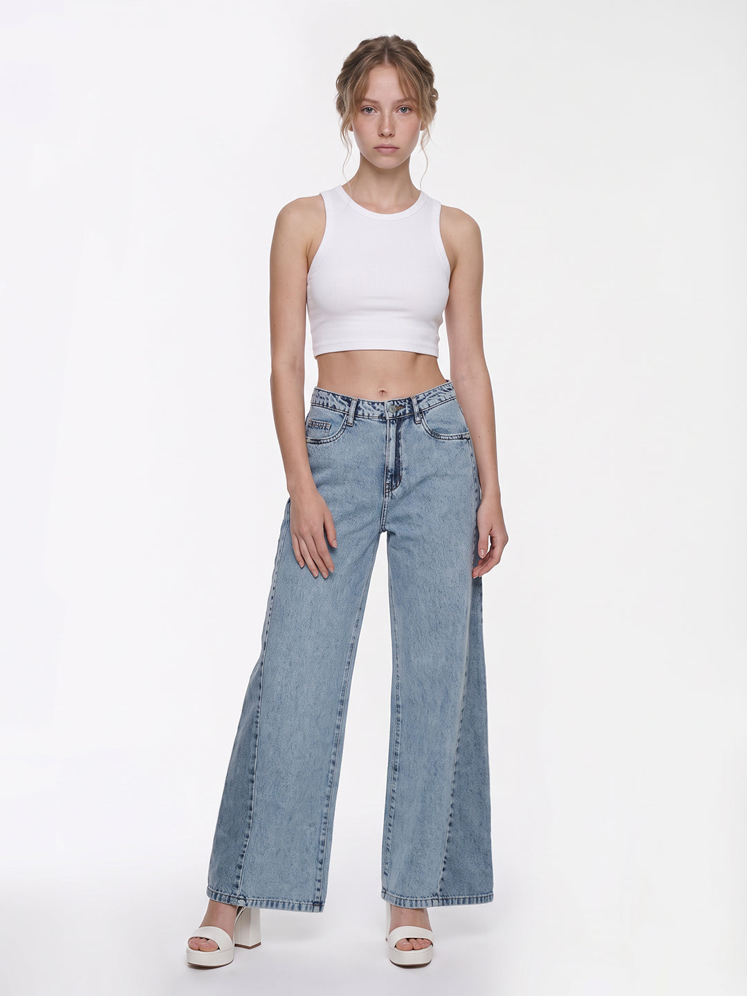Light Blue High-Rise Super Wide Leg Jeans