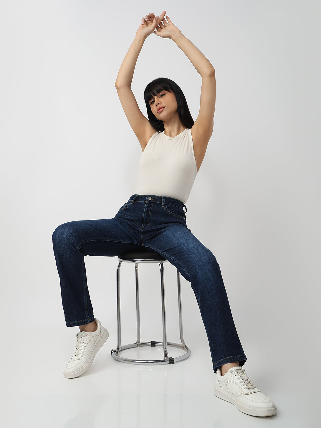 Women Dark High-Rise Slim Straight Fit Jeans