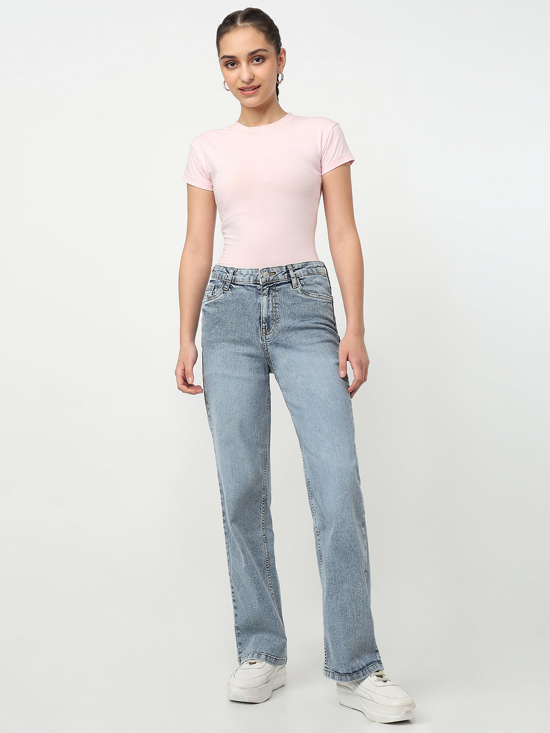 Women Blue High-Rise Baggy Jeans