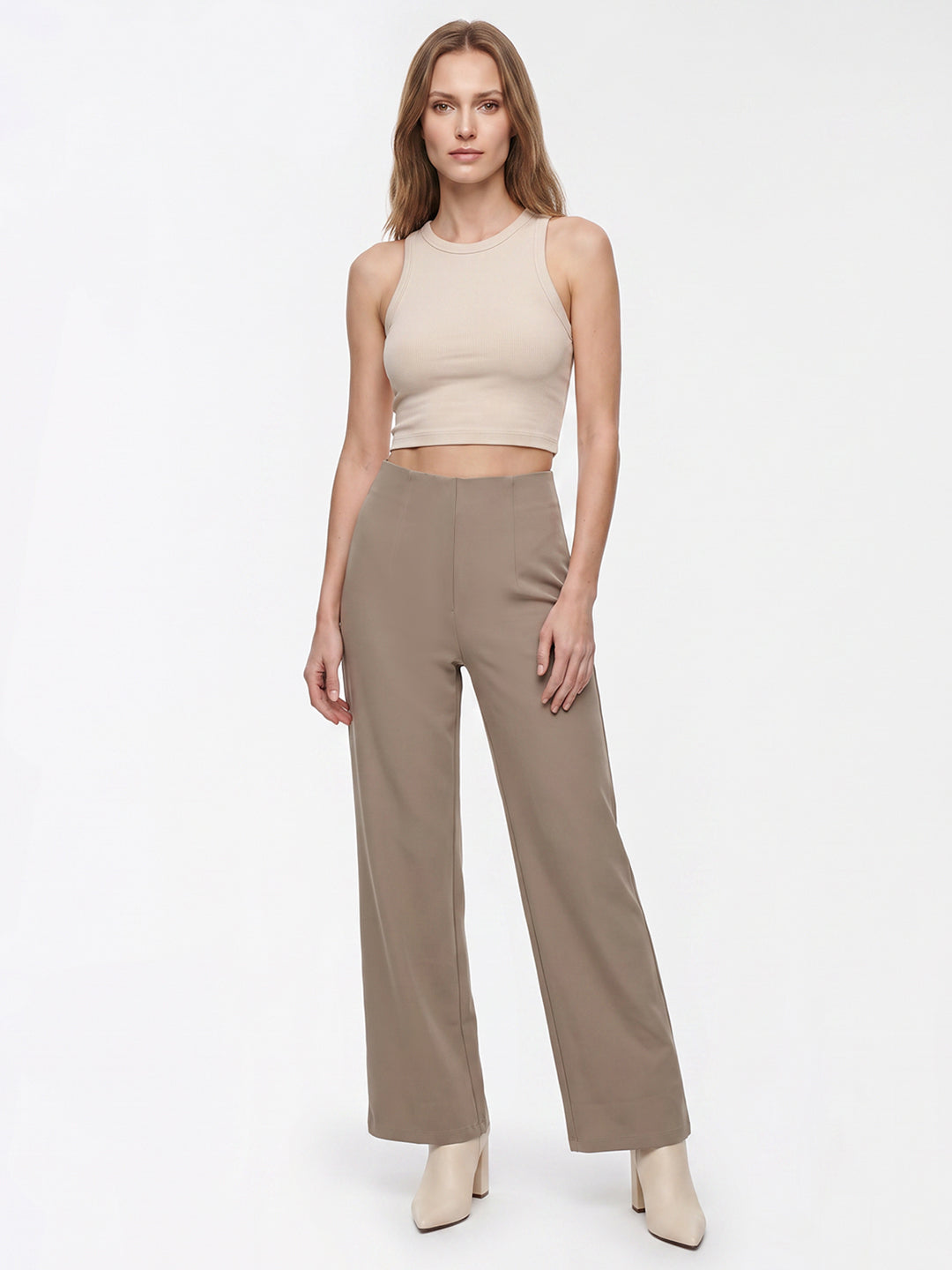 Women Oatmilk Wide Leg Treggings