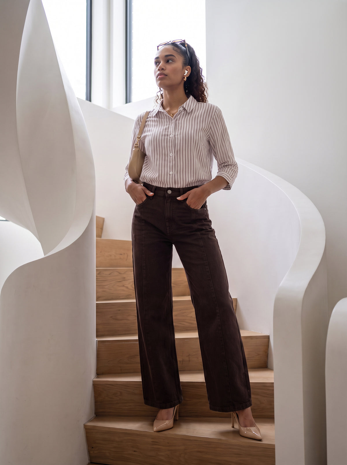 Brown/White Stripe Shirt