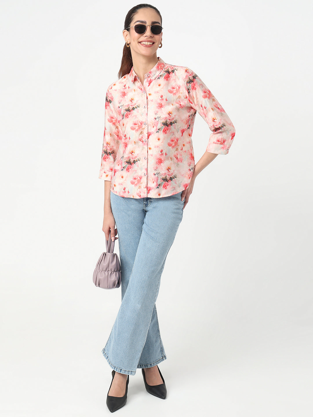 Women Red Floral Printed Shirt