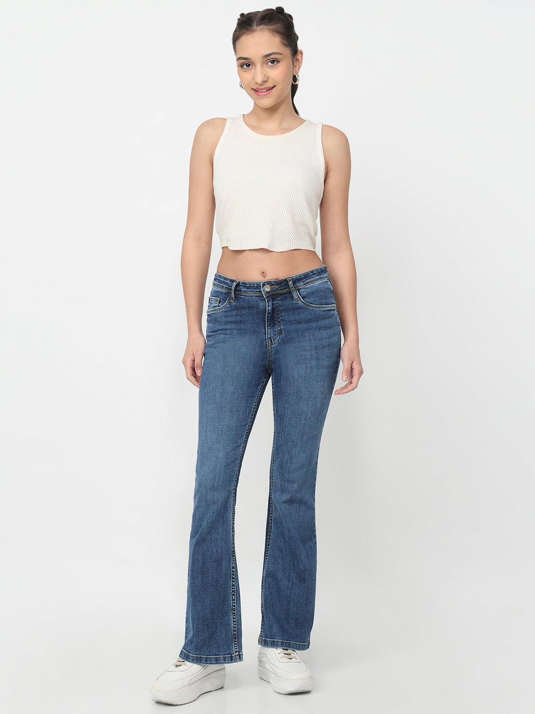 Women Blue High-Rise Flare Jeans