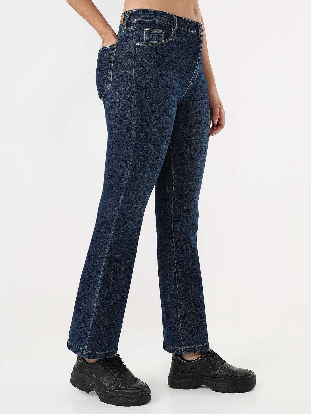 Dark Blue High-Rise Flare Jeans