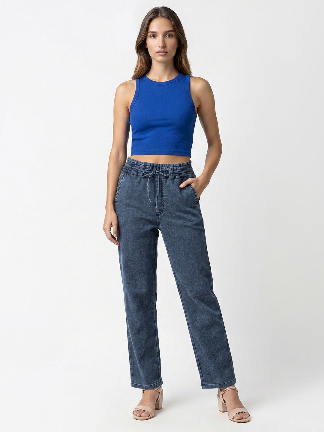 Dark Blue Mid-Rise Jogger