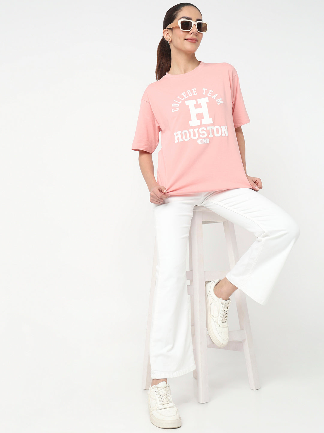 Women Blush Pink Oversized T-Shirt