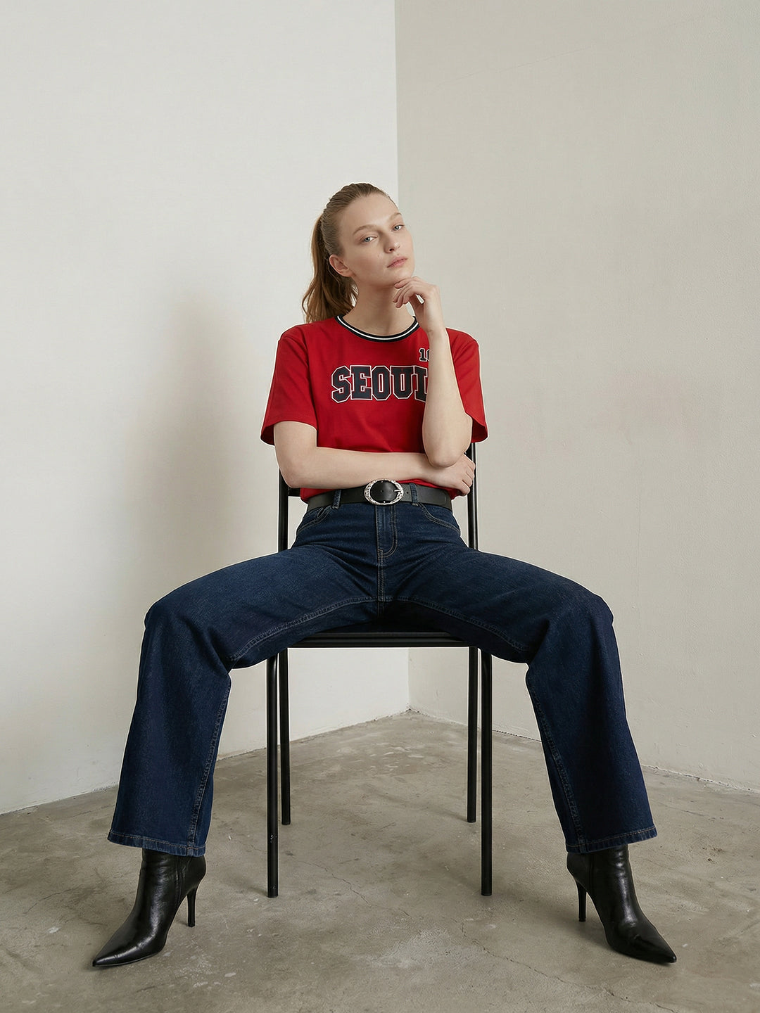 Women Red Oversized T-Shirt
