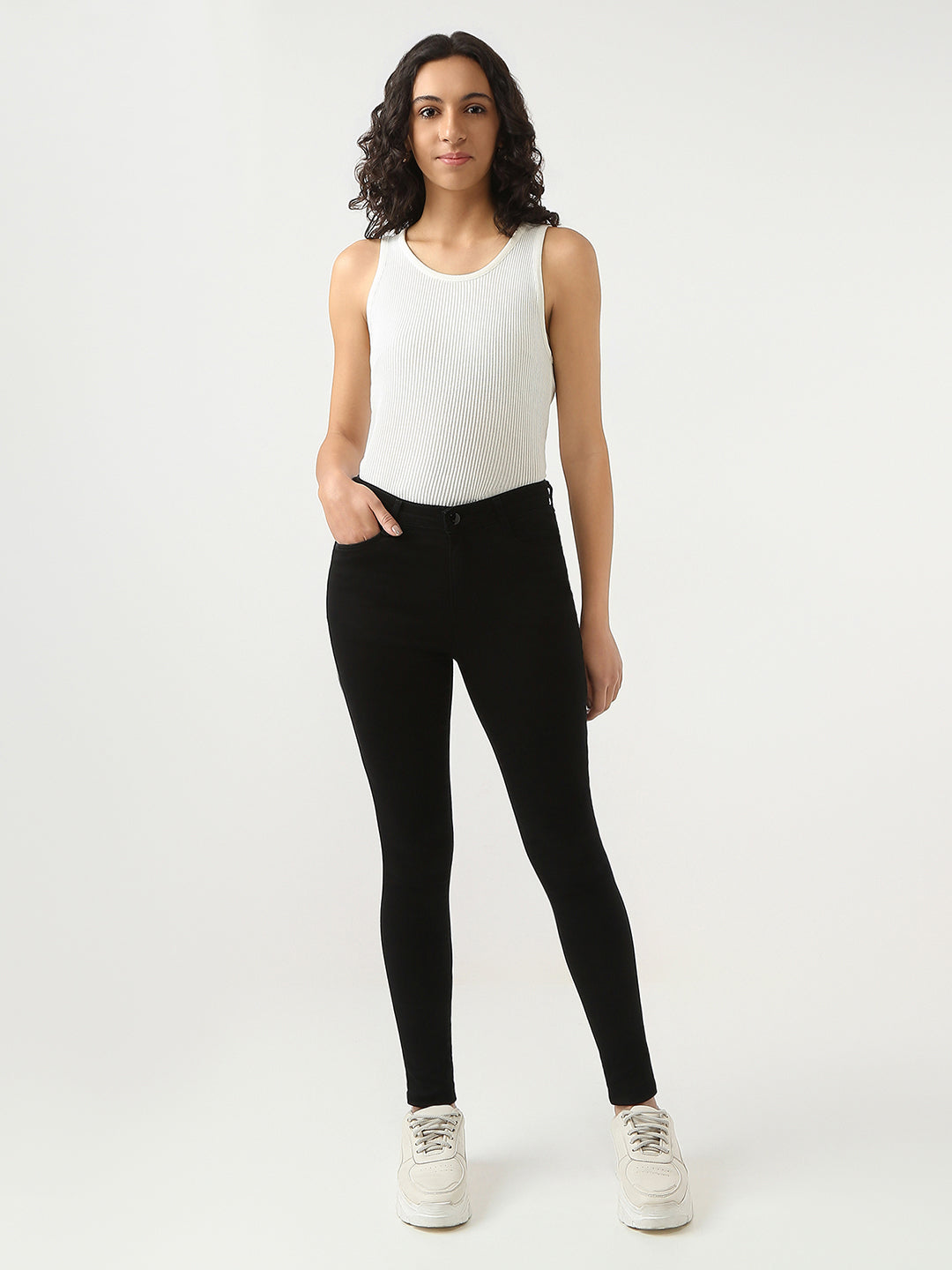 Women Black Sky High Skinny Jeans