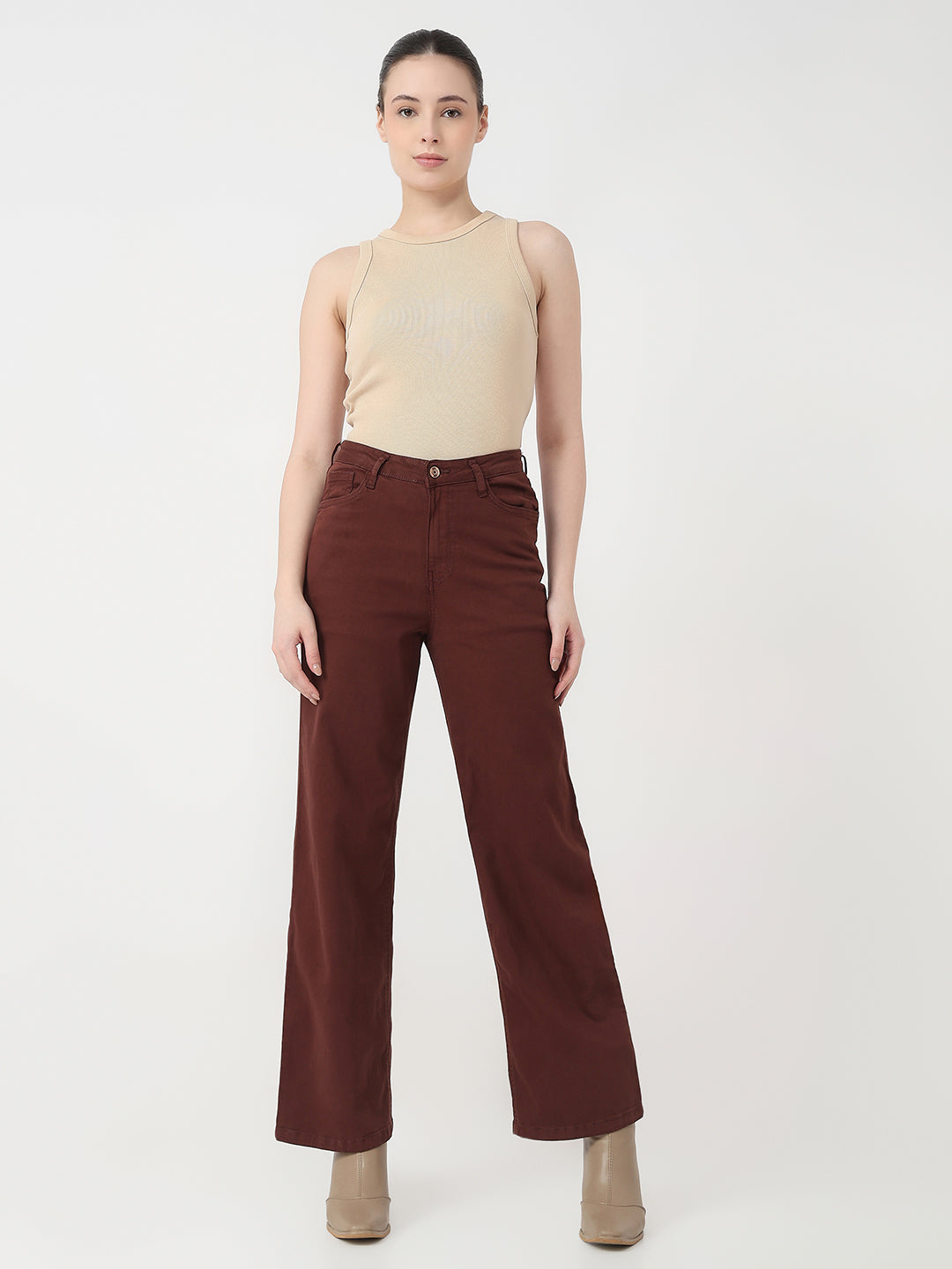 Women Sepia High-Rise Straight Jeans