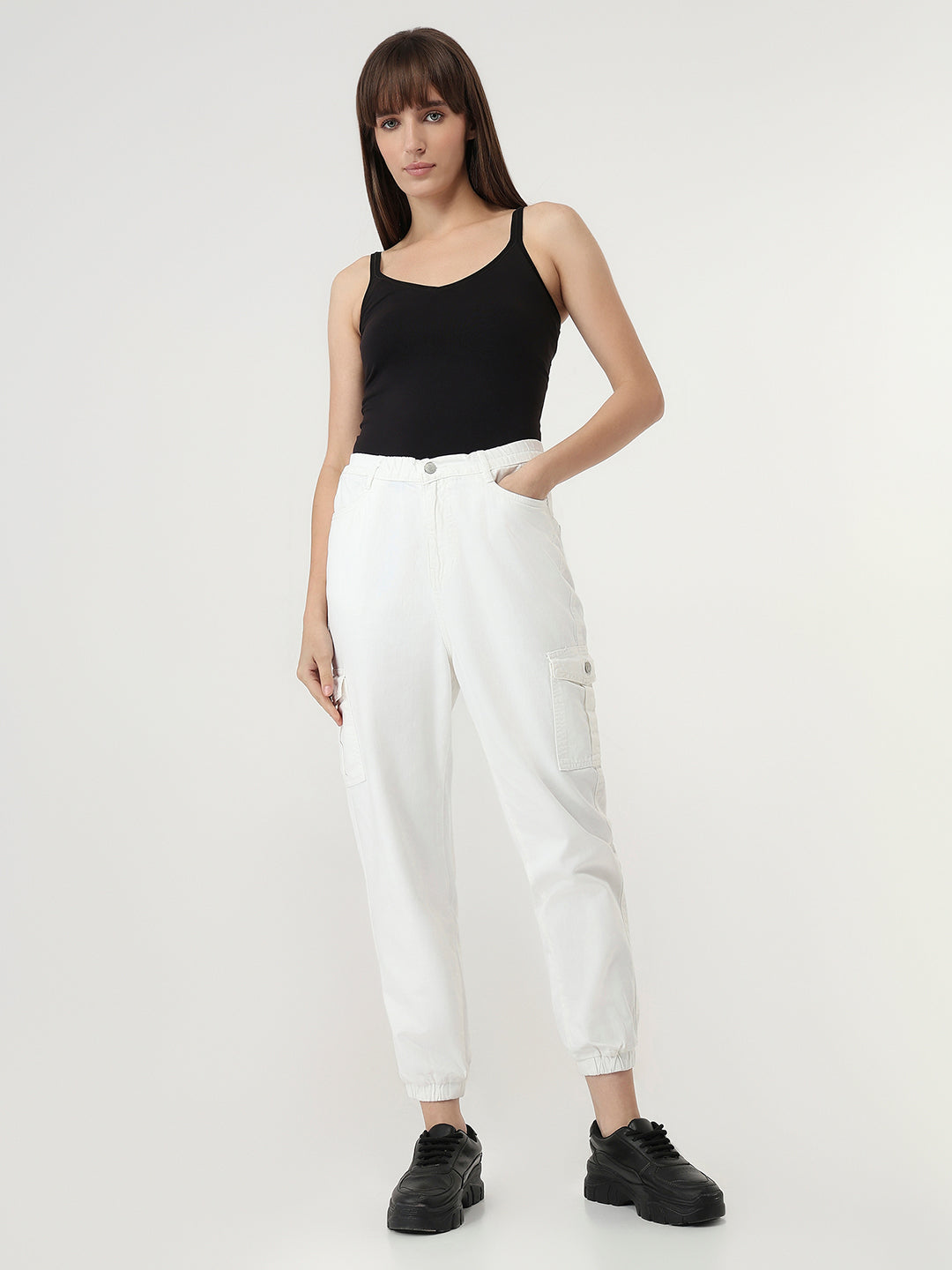 Women White High-Rise Straight Fit Jeans
