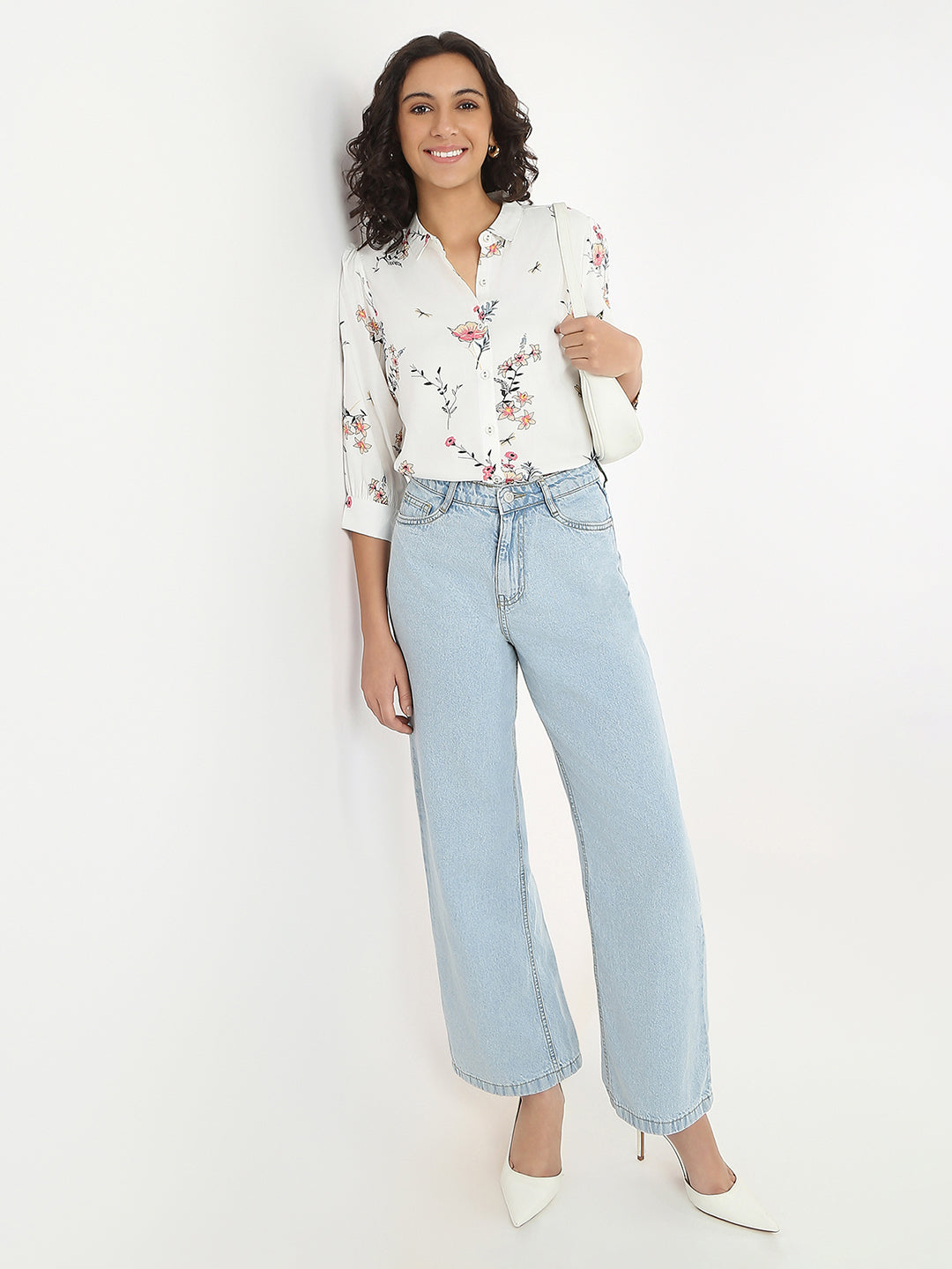 Women Off White Printed Shirt