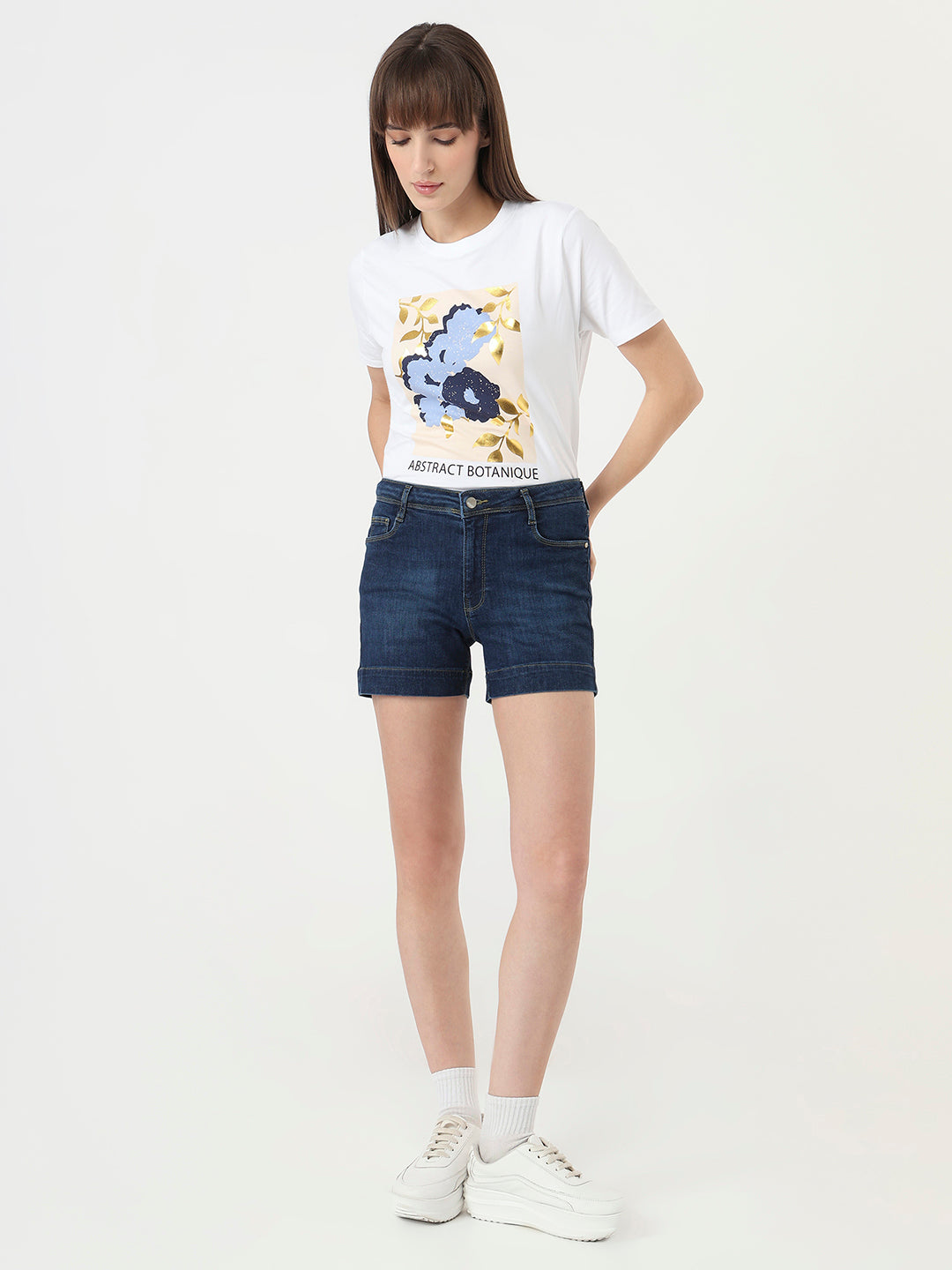 Women Blue Slim Fit Shorts