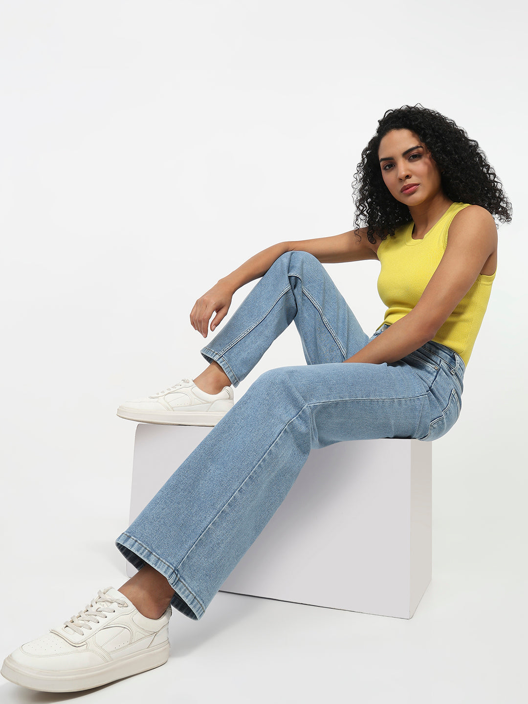 Women Blue High-Rise Straight Fit Jeans