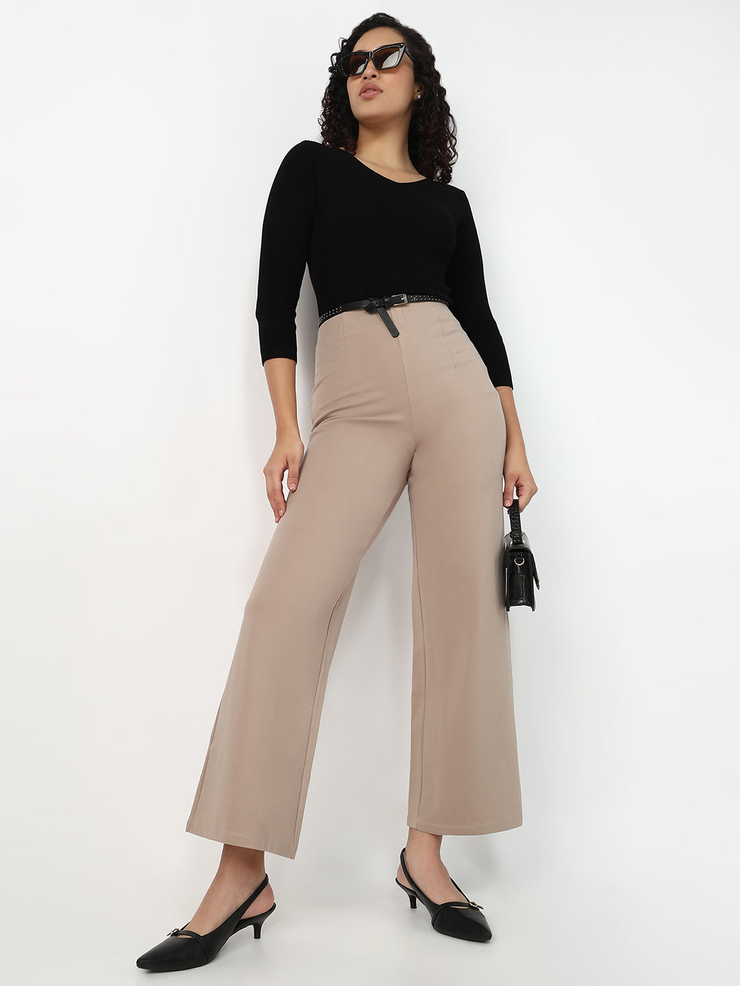 Women Oatmilk Wide Leg Treggings