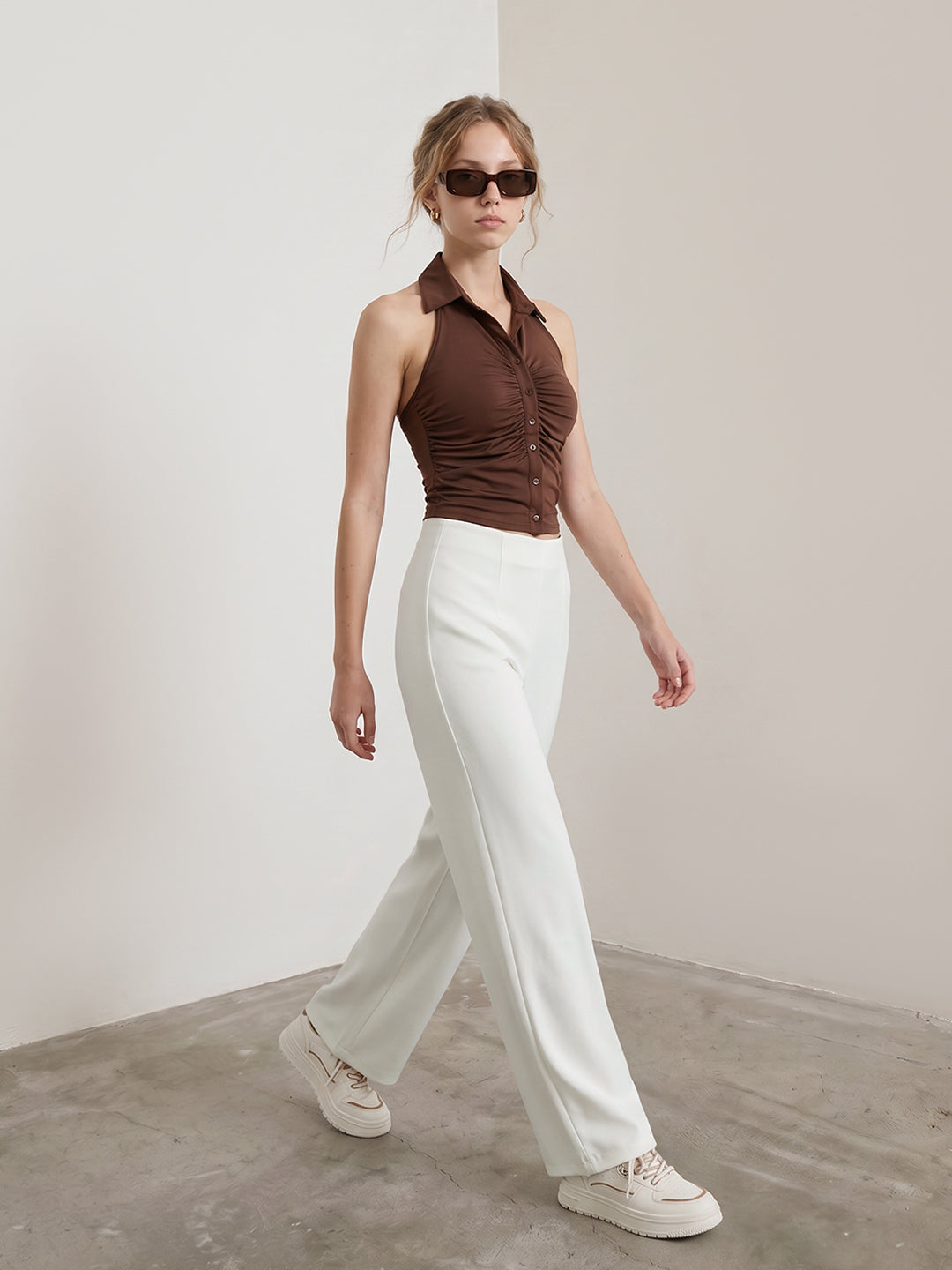 Off White Wide Leg Treggings